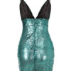 Sexy V Neck Glitter Sequins Spaghetti Straps Pencil Dress - Image 7