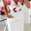 Sexy V Neck Sleeveless Pocket Elegant Slim Party Dress