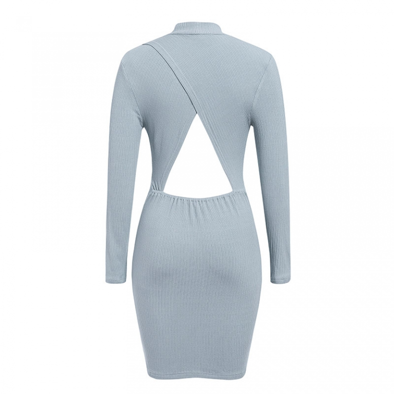 Vintage long sleeve slim fit  Sexy backless knitted dress - Image 5