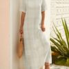 Short Sleeve Plaid Loose Maxi Dress - Image 3