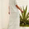 Short Sleeve Plaid Loose Maxi Dress - Image 5