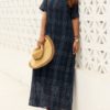 Short Sleeve Plaid Loose Maxi Dress