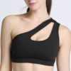 Single Shoulder Double Keyhole Gather Shockproof Yoga Sports Bra - Image 4