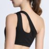 Single Shoulder Double Keyhole Gather Shockproof Yoga Sports Bra - Image 6