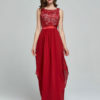 Sleeveless Jacquard Draped Long Dress