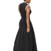 Sleeveless Pleated U Neck Long Dresses - Image 3