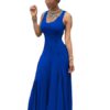 Sleeveless Pleated U Neck Long Dresses - Image 5