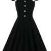 Sleeveless Turndown Collar Rockabilly Dress