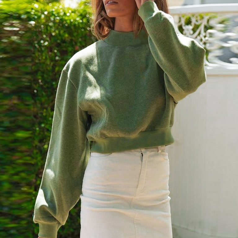Solid Color Short Sweatshirt Fashion Crop Top - Image 2