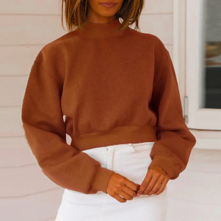 Solid Color Short Sweatshirt Fashion Crop Top