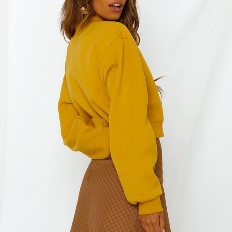 Solid Color Short Sweatshirt Fashion Crop Top - Image 5