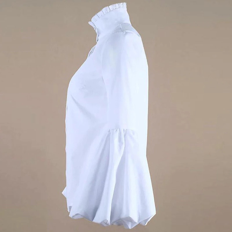 Stand Collar Lantern Long Sleeve Elegant Fashion Tops - Image 10