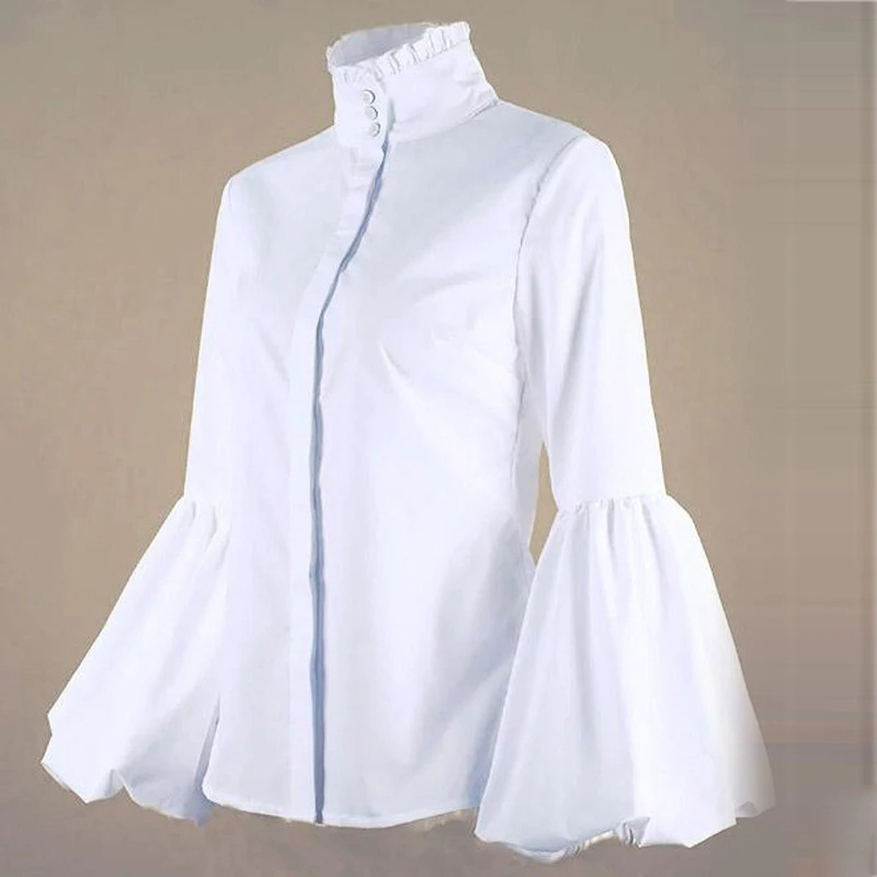 Stand Collar Lantern Long Sleeve Elegant Fashion Tops - Image 11