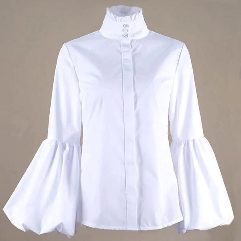 Stand Collar Lantern Long Sleeve Elegant Fashion Tops - Image 9