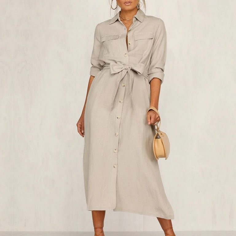 Streetwear Lapel Bow Loose Dress