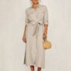 Streetwear Lapel Bow Loose Dress - Image 5