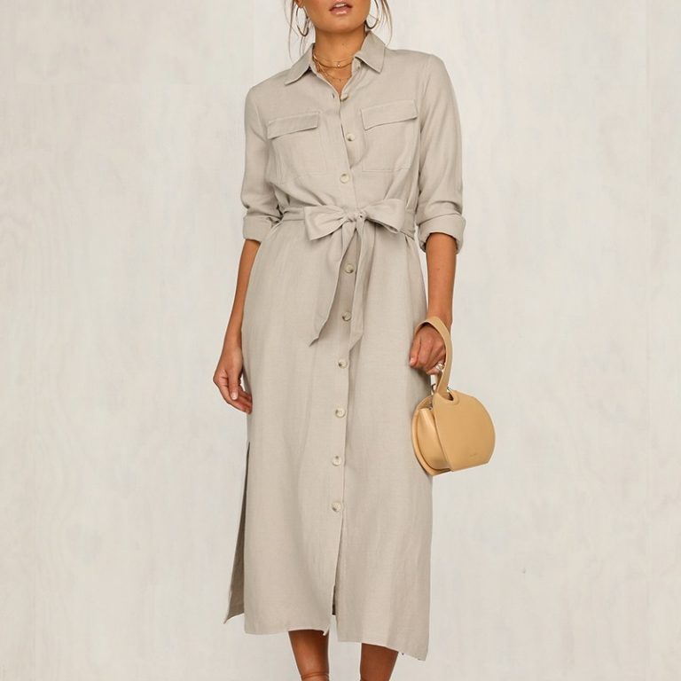 Streetwear Lapel Bow Loose Dress - Image 5