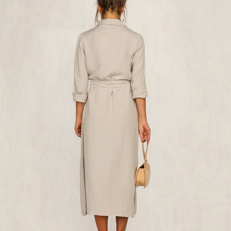 Streetwear Lapel Bow Loose Dress - Image 4