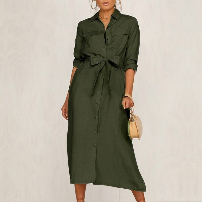 Streetwear Lapel Bow Loose Dress - Image 6