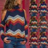 Striped Loose Casual Sweater Ladies Jumpers Top - Image 2