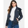 Stylish Hooded Long Sleeve Zip Up Spliced Women's Coat - Image 3