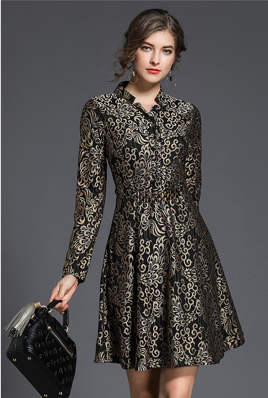 Thick Warm Full Sleeve Empire V-Neck Mini Dress