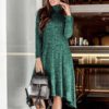 Turtleneck Warm Casual Long Sleeve Solid Maxi Party Dress - Image 11