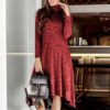 Turtleneck Warm Casual Long Sleeve Solid Maxi Party Dress - Image 2