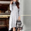 Turtleneck Warm Casual Long Sleeve Solid Maxi Party Dress - Image 5