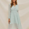 V Neck Button Irregular Hem Swing Dress