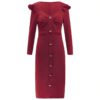 V Neck  Fashion Ruffled Long Sleeve Elegant Party Dress - Image 11