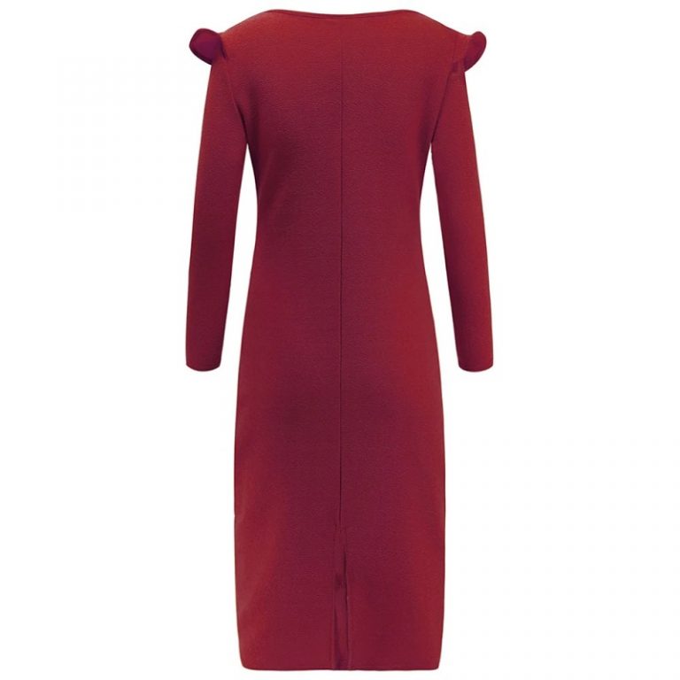 V Neck  Fashion Ruffled Long Sleeve Elegant Party Dress - Image 12