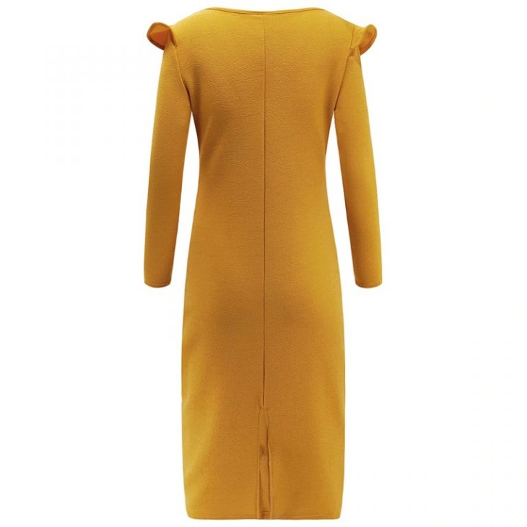 V Neck  Fashion Ruffled Long Sleeve Elegant Party Dress - Image 14