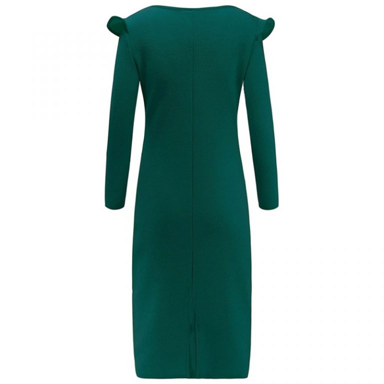 V Neck  Fashion Ruffled Long Sleeve Elegant Party Dress - Image 16