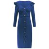 V Neck  Fashion Ruffled Long Sleeve Elegant Party Dress - Image 17