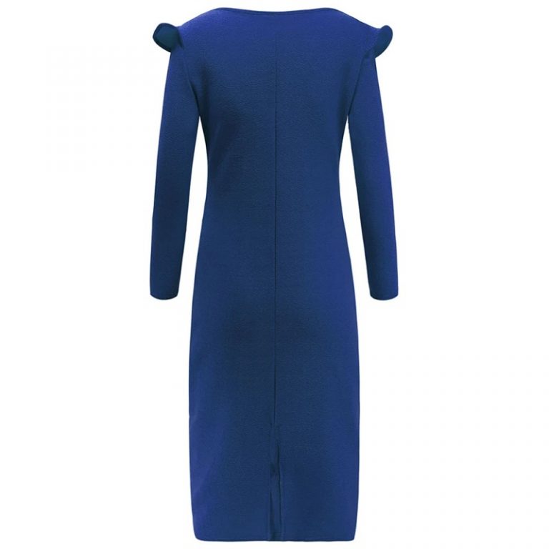 V Neck  Fashion Ruffled Long Sleeve Elegant Party Dress - Image 18