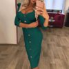 V Neck  Fashion Ruffled Long Sleeve Elegant Party Dress - Image 7