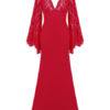 V Neck Lace Patchwork Mermaid Long Dress - Image 3