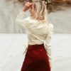 V-Neck Vintage Puff Sleeve Blusas Faminina Crop Top - Image 4