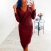 V-neck Casual Long Sleeve Midi Party Dress - Image 5