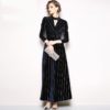 Velvet Evening party Elegant Striped Vintage Maxi Dress - Image 2