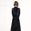 Velvet Evening party Elegant Striped Vintage Maxi Dress - Image 5