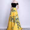 Velvet Satin Floor Length Evening Party Dress - Image 5