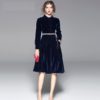 Velvet fashion casual warm elegant evening party dress - Image 3