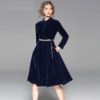 Velvet fashion casual warm elegant evening party dress - Image 4