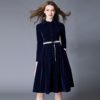 Velvet fashion casual warm elegant evening party dress - Image 6