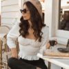 Vintage Lantern Sleeve Ruffle Crop Top - Image 3