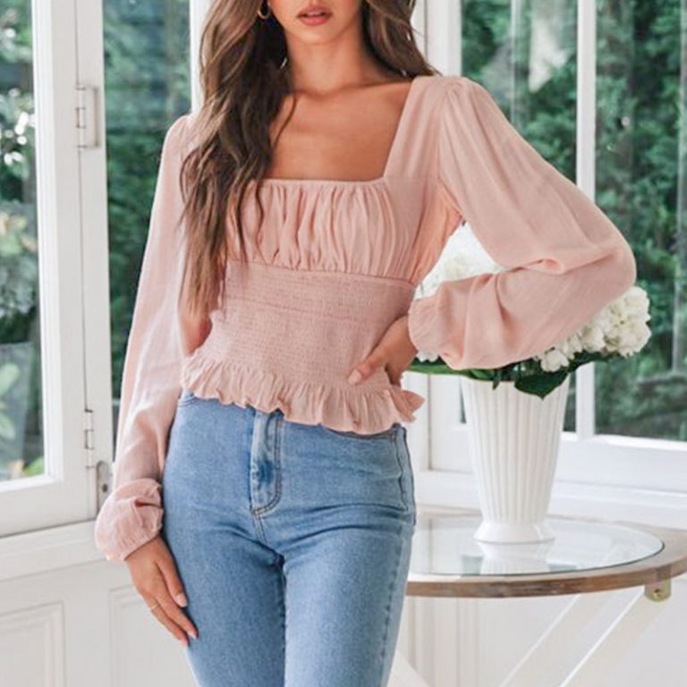 Vintage Lantern Sleeve Ruffle Crop Top - Image 5
