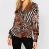 Vintage Animal Print Leopard Blouses