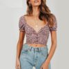 Vintage Casual Print Crop Tops - Image 2